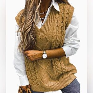 Oversized Sweater Vest V Neck Sleeveless